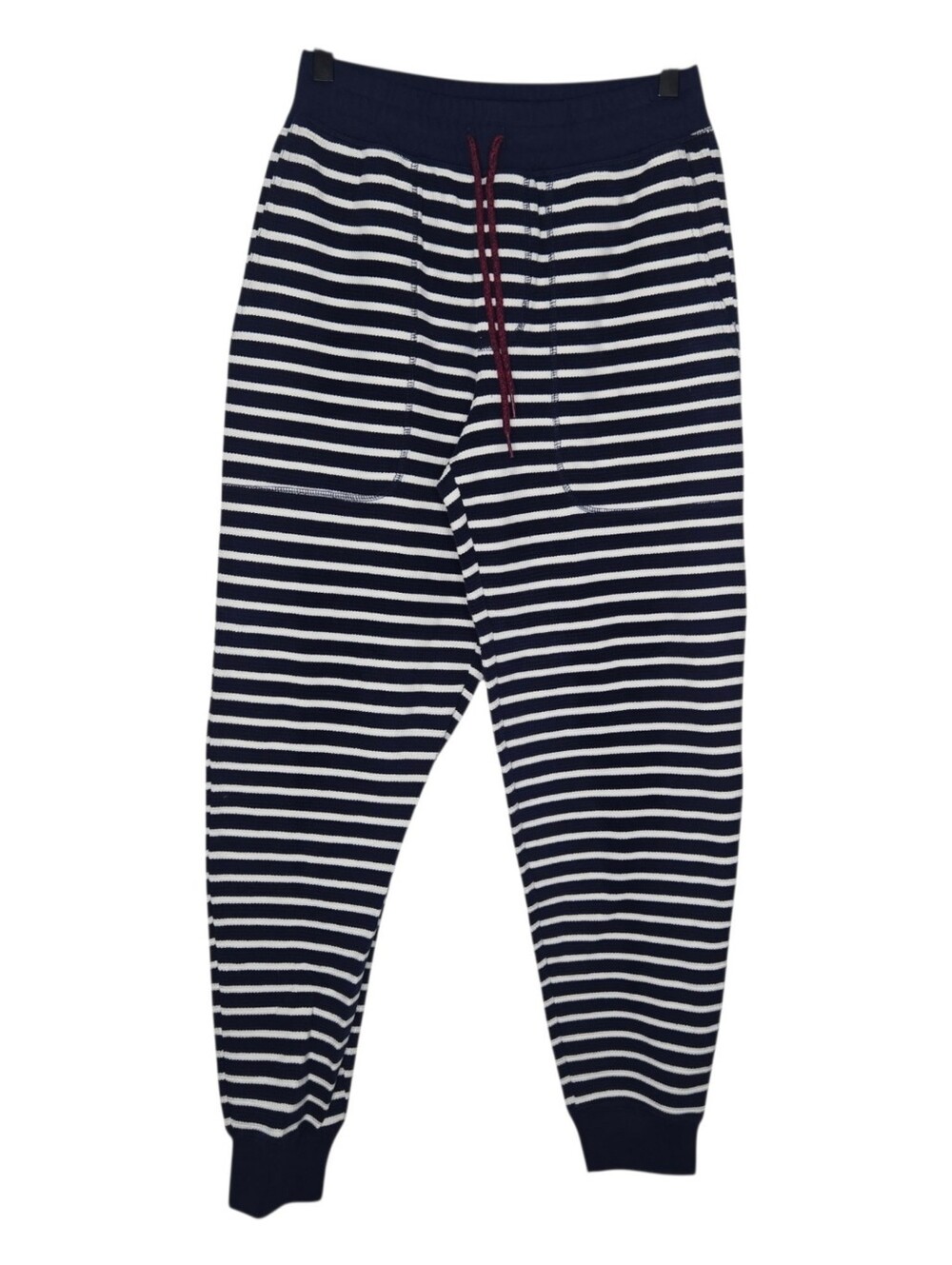Lands End Mens Navy Striped Waffle Knit Long John Jogger Lounge Pants Small
